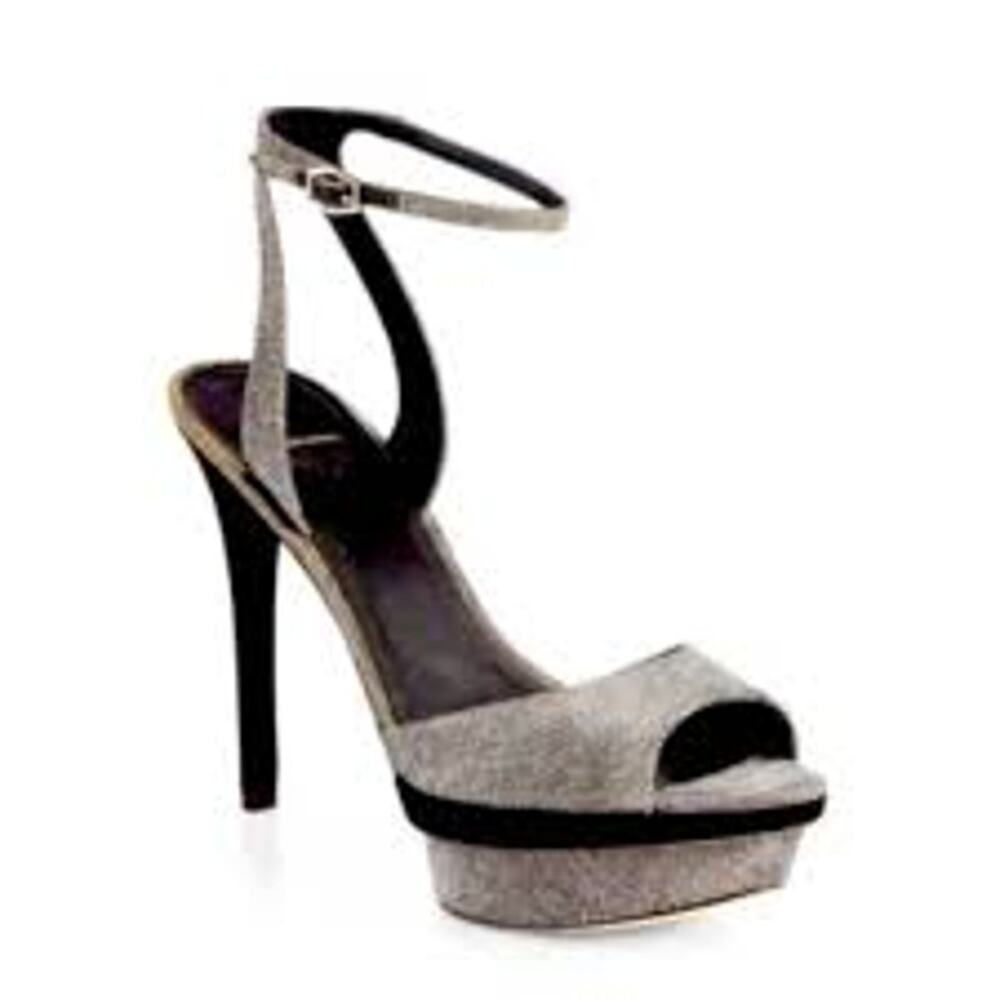 BRIAN ATWOOD Femme Fatale Shimmery Platform Sandal Stiletto Heels Shoe 36.5 6.5